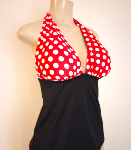 Gathered Halter Tankini Top Apron Back