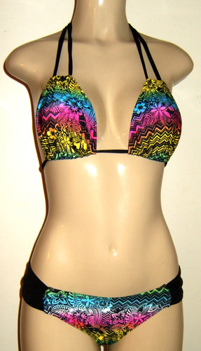 Double string bikini top and Shirred Side Bikini Bottom