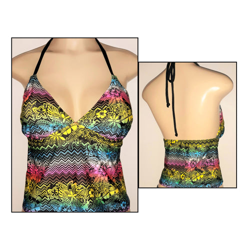 High Back Tankini Top Tie Halter Neck